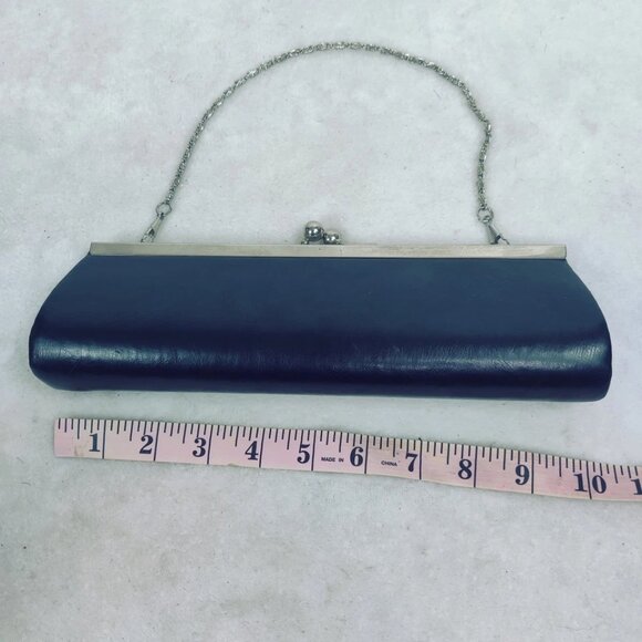 Small Mini black & sliver color hardware cluch purse hard exterior evening bag - Picture 3 of 7